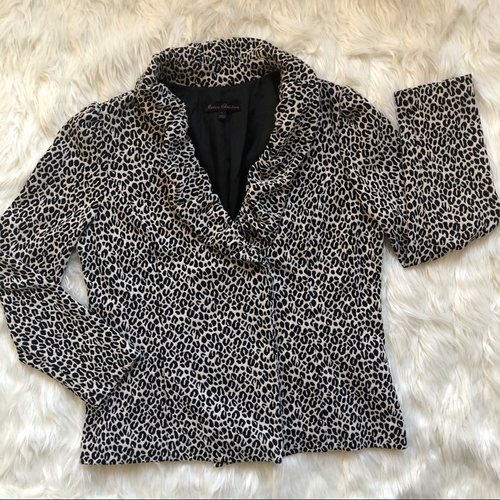 Marisa Christina Leopard Blazer w Ruffle Cheetah